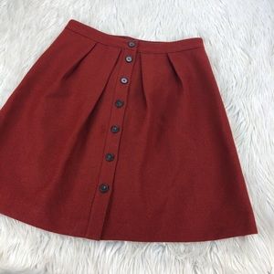 J.Crew Wool Button Front A-line Skirt